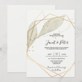 Invitation Élégant, or et sauge sur l'ivoire arrière - plan (Devant / Derrière)