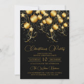 Invitation Élégant or étincelant fête de Noël Bauble (Devant)