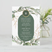 Invitation Elégant or Eucalyptus vert Boho Moss Green (Debout devant)