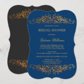 Invitation Elégant Or Flèche Bleu (Devant / Derrière)