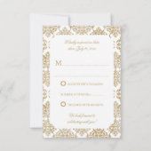 Invitation Elégant or fleurit Damask RSVP (Dos)