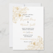 Invitation Elégant Or Fleurs de Fleurs de Fleurs de Cerisier  (Devant)