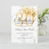 Invitation Elégant or floral 30e anniversaire Marbre de fête (Debout devant)