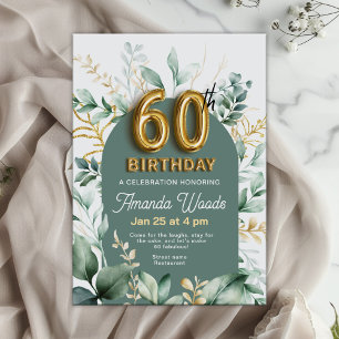 Invitation Elégant or floral 60e anniversaire