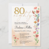 Invitation Elégant or floral 80e anniversaire - 80 ans (Devant)