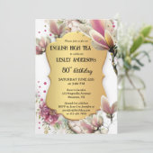 Invitation Elégant or Floral Anglais High Tea Anniversaire (Debout devant)