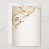 Invitation Elégant or Floral Damask Shiny Champagne Mariage (Dos)