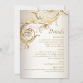 Invitation Élégant or floral Damask tout en un Mariage RSVP (Dos)
