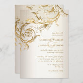 Invitation Élégant or floral Damask tout en un Mariage RSVP (Devant / Derrière)