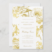 Invitation Elégant or Floral Mariage Vow Renouvellement (Devant)