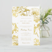 Invitation Elégant or Floral Mariage Vow Renouvellement (Debout devant)