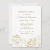 Invitation Élégant or Floral Peony Mariage Dîner de répétitio (Devant)