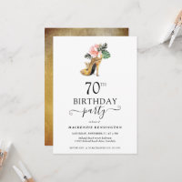 Élégant or floral talons hauts 70e anniversaire