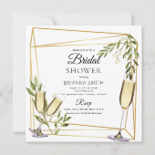 Invitation Elégant or géométrique Botanique douche nuptiale (Devant)