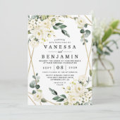 Invitation Elégant or Géométrique Flore Mariage (Debout devant)