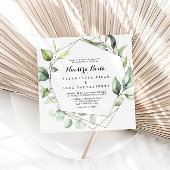 Invitation Elégant or géométrique vert Nuestra Boda Mariage