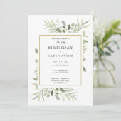 Invitation Elegant or Gold Aquarelle 70 ans (Debout devant)