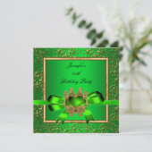 Invitation Elégant or Green Lime Bijou Anniversaire (Debout devant)