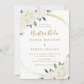 Invitation Élégant or ivoire Floral Nuestra Boda Mariage (Devant)