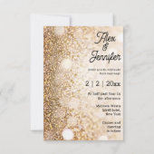 Invitation élégant or lumières chic calligraphie mariage (Devant)