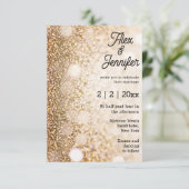 Invitation élégant or lumières chic calligraphie mariage (Debout devant)