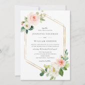 Invitation Elégant or + Mariage d'aquarelle florale (Devant)