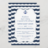 Invitation Elégant or Marine bleu rose Fleurs Mariage de fleu (Devant / Derrière)