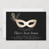 Invitation Elégant or Masquerade thème Sweet sixteen (Devant)