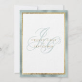 Invitation Élégant or menthe vert monogramme initiales mariag (Dos)