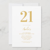 Invitation Elégant or moderne 21e anniversaire (Devant)