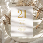 Invitation Elégant or moderne 21e anniversaire<br><div class="desc">Une simple invitation moderne 21ème anniversaire avec une typographie élégante et un design minimaliste en or.</div>