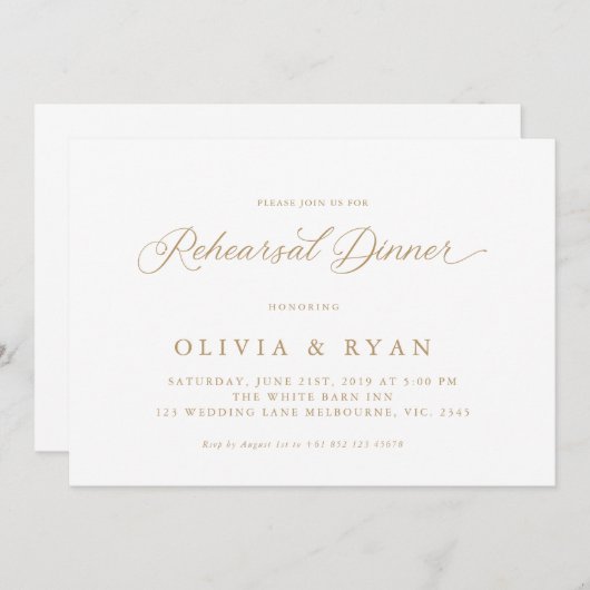 Invitation Élégant Or Moderne Script Calligraphie (Devant / Derrière)