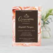 Invitation Elégant or moderne Tiara Marbre Quinceañera (Debout devant)