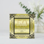 Invitation Élégant Or & Noir 50e Anniversaire de Mariage pour (Debout devant)