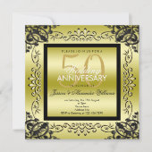 Invitation Élégant Or & Noir 50e Anniversaire de Mariage pour (Devant)