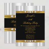 Invitation Elégant or noir argent soie Diamant Anniversaire (Devant / Derrière)