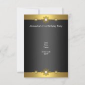 Invitation Elégant or noir bijou blanc 21e anniversaire (Dos)