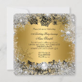 Invitation Elégant or noir dentelle argent flocon de neige An (Devant)