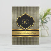 Invitation Elégant or noir fête d'anniversaire Mens Homme (Debout devant)