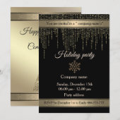 Invitation Elégant or noir fête de vacances entreprise (Devant / Derrière)