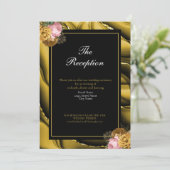 Invitation Élégant Or Noir Floral Agate Réception de Mariage (Debout devant)