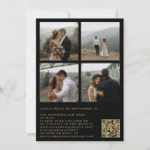 Invitation Elégant or noir photo QR code RSVP mariage (Dos)
