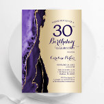 Invitation Elégant Or Purple Agate 30e anniversaire<br><div class="desc">Invitation de fête de 30e anniversaire avec agate violet et or. Design élégant et moderne avec aquarelle agate marbre arrière - plan,  fausse parties scintillant or et typographie script de police. Carte invitation branchée parfaite pour une célébration anniversaire féminine élégante. Invitations Zazzle imprimées ou téléchargement instantané modèle imprimable numérique.</div>