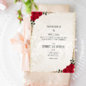 Invitation Elégant or Romantique Roses Rouge Mariage