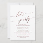 Invitation Élégant or Rose | Floral Back Let's Party (Devant)