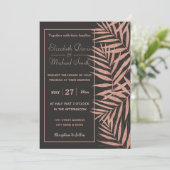 Invitation Elégant or rose Tropical feuille mariage oeuvre (Debout devant)