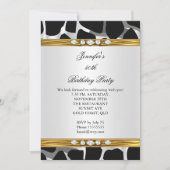 Invitation Elégant or sauvage Noir Blanc Diamant Anniversaire (Devant)