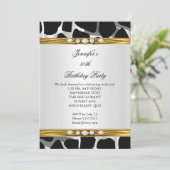 Invitation Elégant or sauvage Noir Blanc Diamant Anniversaire (Debout devant)