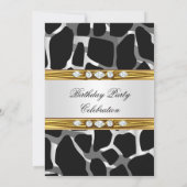 Invitation Elégant or sauvage Noir Blanc Diamant Anniversaire (Dos)