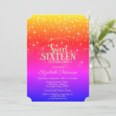 Invitation Elégant Or Stars Ombre Sweet 16 (Debout devant)